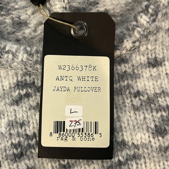 Rag & Bone Jayda Knit Pullover Sweater. Patterned knit, contrast hem&cuffs L NWT - Picture 4 of 6